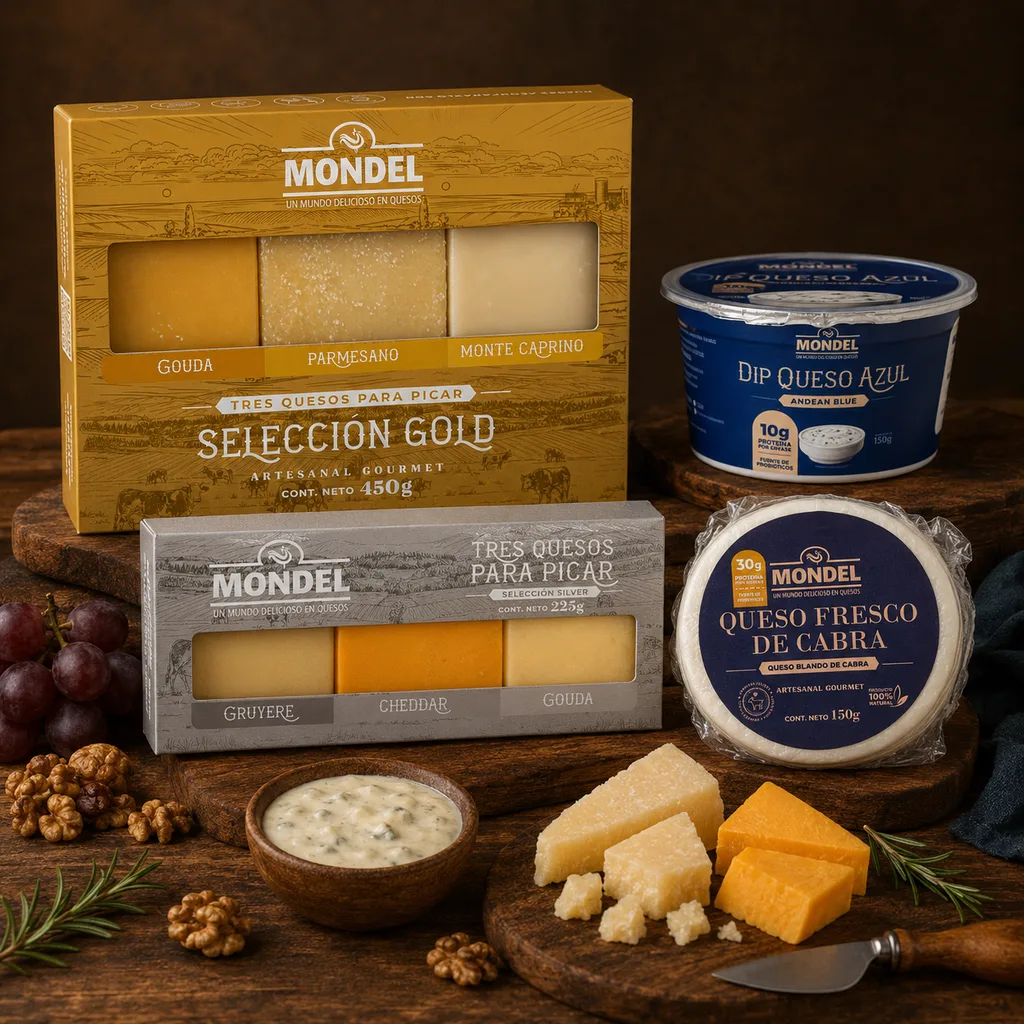 Selecciones de quesos Mondel para compartir