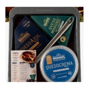 Pack Navideño 16 — Kit de Tarta Vasca de Queso Pack Navideño 16 — Kit de Tarta Vasca de Queso de Mr. Cheese: Queso Azul Andean Blue 125 g, Monte Caprino tipo Manchego 150 g, Queso Crema Untable Natural 100 g, paleta de repostería y molde para horno
